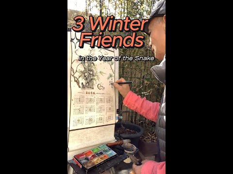 Victoria and Henry Joint hand Painting a Snake with three Winter Friends Happy New Year 2025!