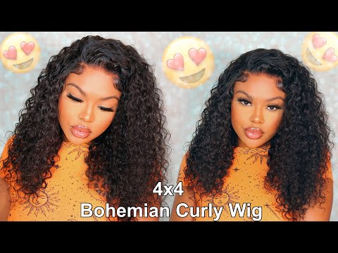 4x4 Lace Closure Bohemian Curly Wig Install - GorgiousHair