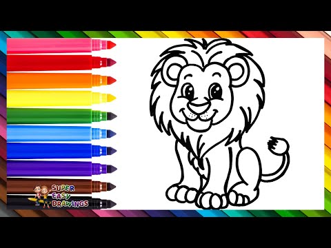 Draw And Color A Lion 🦁🌈 Drawings For Kids