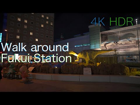 [4KHDR]Walk around Fukui station at night[Japan]夜の福井駅周辺散策