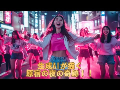 Dancing in Harajuku at night