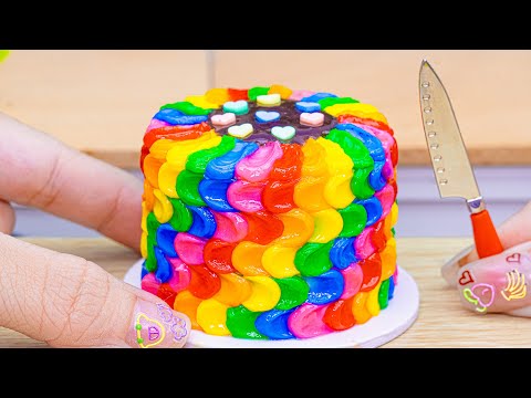 Beautiful Miniature Colorful Cake 🌈 Yummy Miniature Rainbow Fresh Cake Decorating Ideas