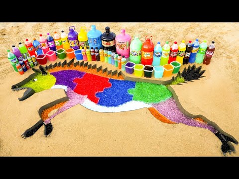 How to make Rainbow Hyena with Orbeez, Big Coke, Fanta, Mtn Dew, Rockstar, Mirinda, Soda and Mentos