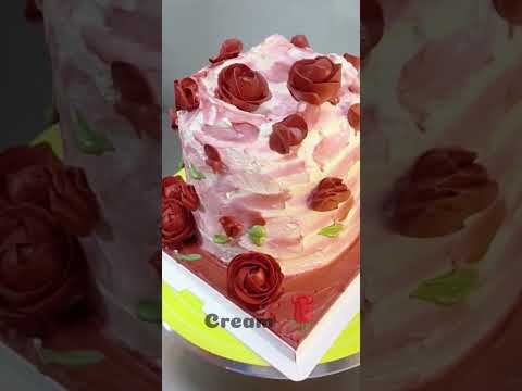 Rose cream on cake & DESSERT #cake #desset #food