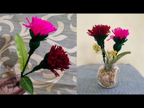 How to make a wool flower easily | woolen crafts | Easy woolen flower making for beginners |