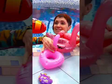 Kids & Inflatable Toys Having Fun in the Pool #funforkids #videosforkids #shortsforkids