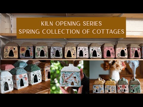 Spring Collection - Decorating florals on cottages with underglaze for my Kiln Opening