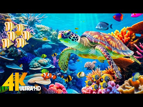 Ocean 4K - Sea Animals for Relaxation, Beautiful Coral Reef Fish in Aquarium (4K Video Ultra HD)