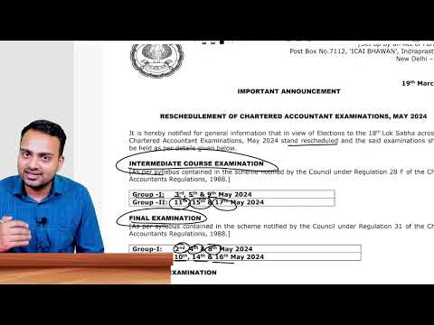 Icai Reschedule Datesheet for ca exam may 2024| Breaking News