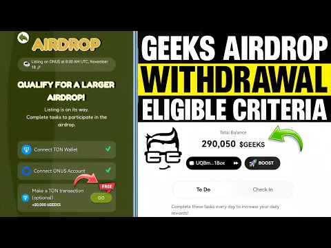 Geeks Airdrop Withdrawal Process | Geeks Airdrop Eligibility Check | Geeks Connect ONUS Account