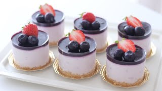 ブルーベリーのレアチーズケーキの作り方 No-Bake Blueberry Cheesecake｜HidaMari Cooking