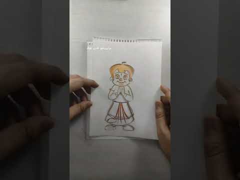 Chhota bheem easy drawing by cutting #shorts