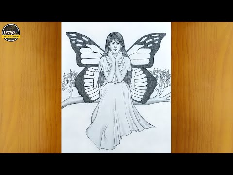 How to draw a Fairy | ارسم فتاة بأجنحة الفراشة | fairy drawing