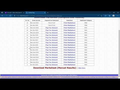 Download DU Semester Wise Marksheet/ Transcript for Ex Students- Delhi University