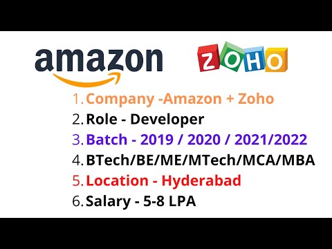 Amazon + Zoho Hiring Developer Role (6-8 LPA) | Btech | BCA | 2019 2020 2021 | OFF CAMPUS | Hiring