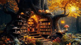 Magic Bookstore Hole Ambience 🍂 Cozy Autumn Music & Fantasy Nature | for Studying, Relaxing, Heals