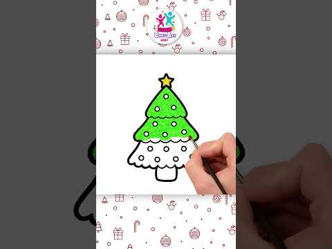 How to Draw a Christmas Tree #shorts - Drawing, Coloring and Painting