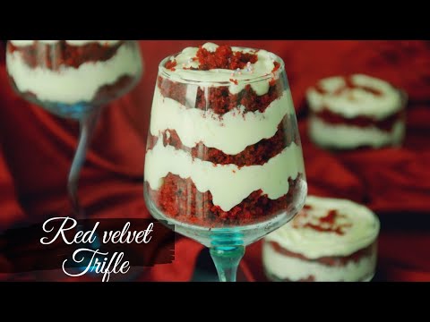 Eggless Redvelvet trifle / Onebowl Red velvet cake /Asheescookbook