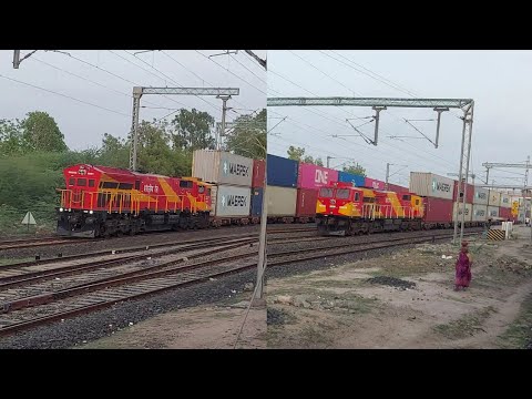 😯😯 Two Double Stack Container Train Standing Together At Viramgam Junction#indianrailways