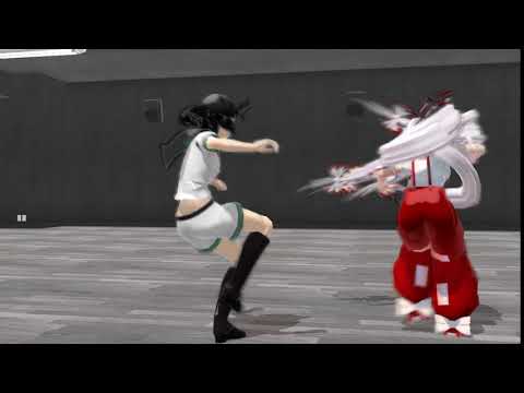 【TOHO MMD】Musara Minamitsu  vs  Fujiwara no Mokou 【Fight】