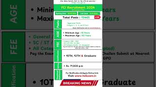 FCI Recruitment 2024 Notification, Apply Online | FCI Vacancy 2024 #recruitment #fci