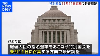 特別国会11月11日召集で最終調整 「総理指名選挙」へ調整本格化　国民民主・玉木代表は連立政権入りを改めて否定｜TBS NEWS DIG