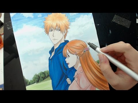 Speed Drawing - Ichigo and Orihime (Bleach)