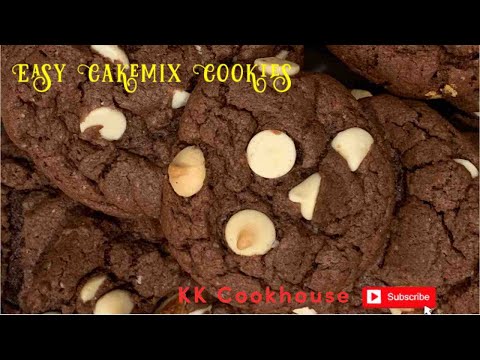 #SNACK||Quick 3 Ingredient Double Chocolate Chip Cake mix  Cookies 🍪 😋