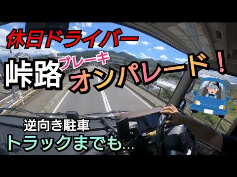 休日ドライバー峠路の酷い運転。技術低下で渋滞や事故が増加！PAでトラックも！