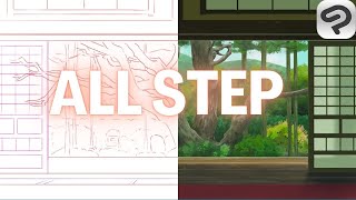 Painting like Ghibli Studio Anime Background - Clip Studio Paint Drawing Tutorial | STEP-BY-STEP