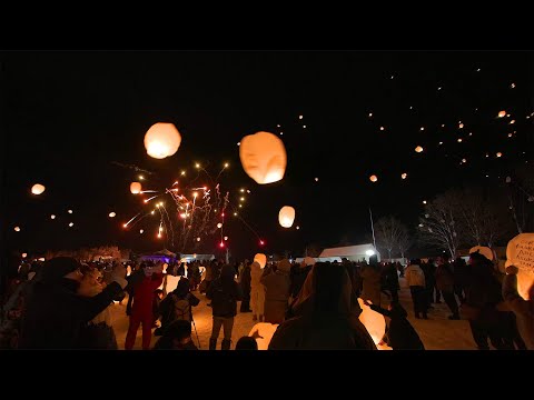 (VR180･3D) 2024.03.09 つなん雪まつり スカイランタンと花火