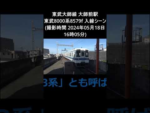 東武大師線 大師前駅 東武8000系 8579f 入線シーン (撮影時間 2024年05月18日16時04分)