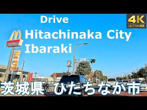 4K drive front car window video - Hitachinaka City, Ibaraki,  Japan