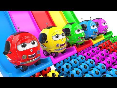 Colorful Bus & SUPRISE EGGS | Wheels On the Bus, Ten in the Bed | Baby Nursery Rhymes & Kids Songs