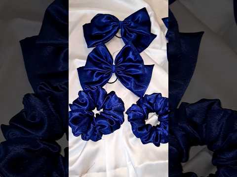 Royal blue scrunchies and bow set. #shortsviral #scrunchies #bwo #bowscrunchies #handmadescrunchies