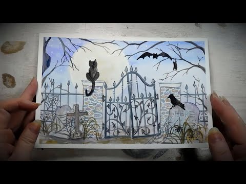 Dance in the graveyard #halloweenart #halloweenwatercolorart #watercolorpainting #art