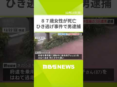 中国籍の３８歳男「人だと気付かなかった」　８７歳女性を車ではねて逃げ死亡させた疑い　呼気から基準値以上のアルコール…ひき逃げ事件との関連を捜査　大阪・西淀川区（2024年12月22日）　#Shorts