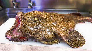 【美味しんぼ】幻の天然活アンコウのさばき方！日本 職人技 京都 大将 How to cook a natural live sea devil cuisine real Japanese style