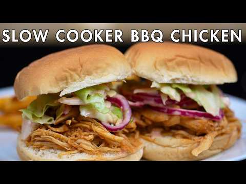 Slow Cooker BBQ Pulled Chicken with Tangy Cabbage Slaw