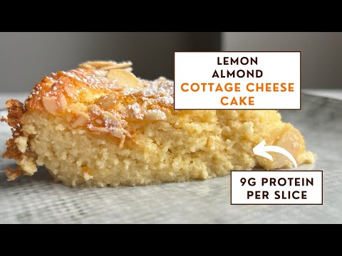 HIGH PROTEIN & GLUTEN-FREE Lemon Almond Cottage Cheese Cake