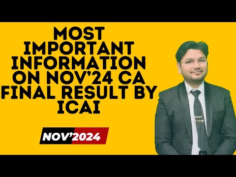 Urgent Important Result Notification by ICAI Nov'24 Result ICAI