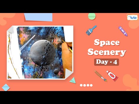 Easy Gouache Painting: Space Horizon Scenery | Day 4 | Letstute