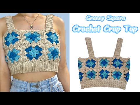 Granny Square Crochet  Crop Top   #crochet #grannysquare #croptop