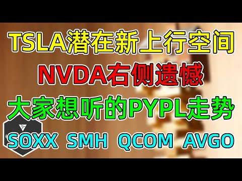 美股 TSLA潜在新上行空间！NVDA右侧遗憾差口气！大家想听的PYPL！SOXX、SMH、QCOM、AVGO！