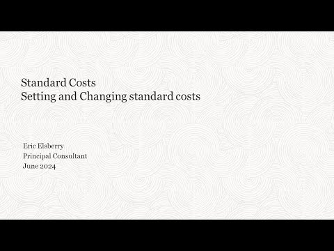 Standard Costs   How to change or update standards