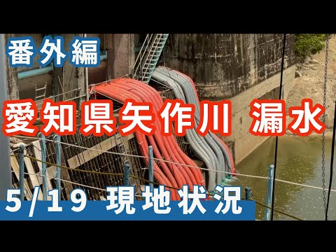 愛知県矢作川　漏水　現地状況 2022/5/19 （予想以上の漏水で復旧は時間かかりそうです）