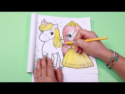 Princess & Unicorn | Cute Coloring Book | Coloring Tutorial for Kids