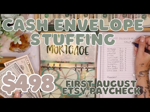 $498 Cash Envelope Stuffing | First Etsy Paycheck For August | 24 Year Old Budgets