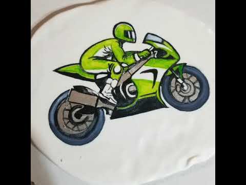 Hand painted Motorcycle for a Cake Topper