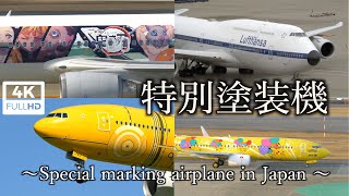 [4K]  特別塗装機「鬼滅の刃 じぇっと」など 16機を収録 /Special marking airplane in Japan 16Jets